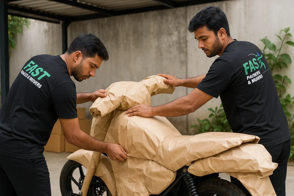 Secure two-wheeler shifting by Fast Packers and Movers