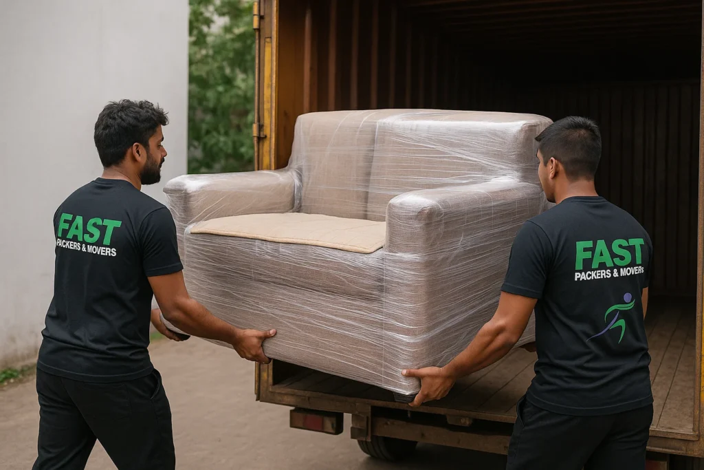 Fast Packers and Movers carefully shifting furniture